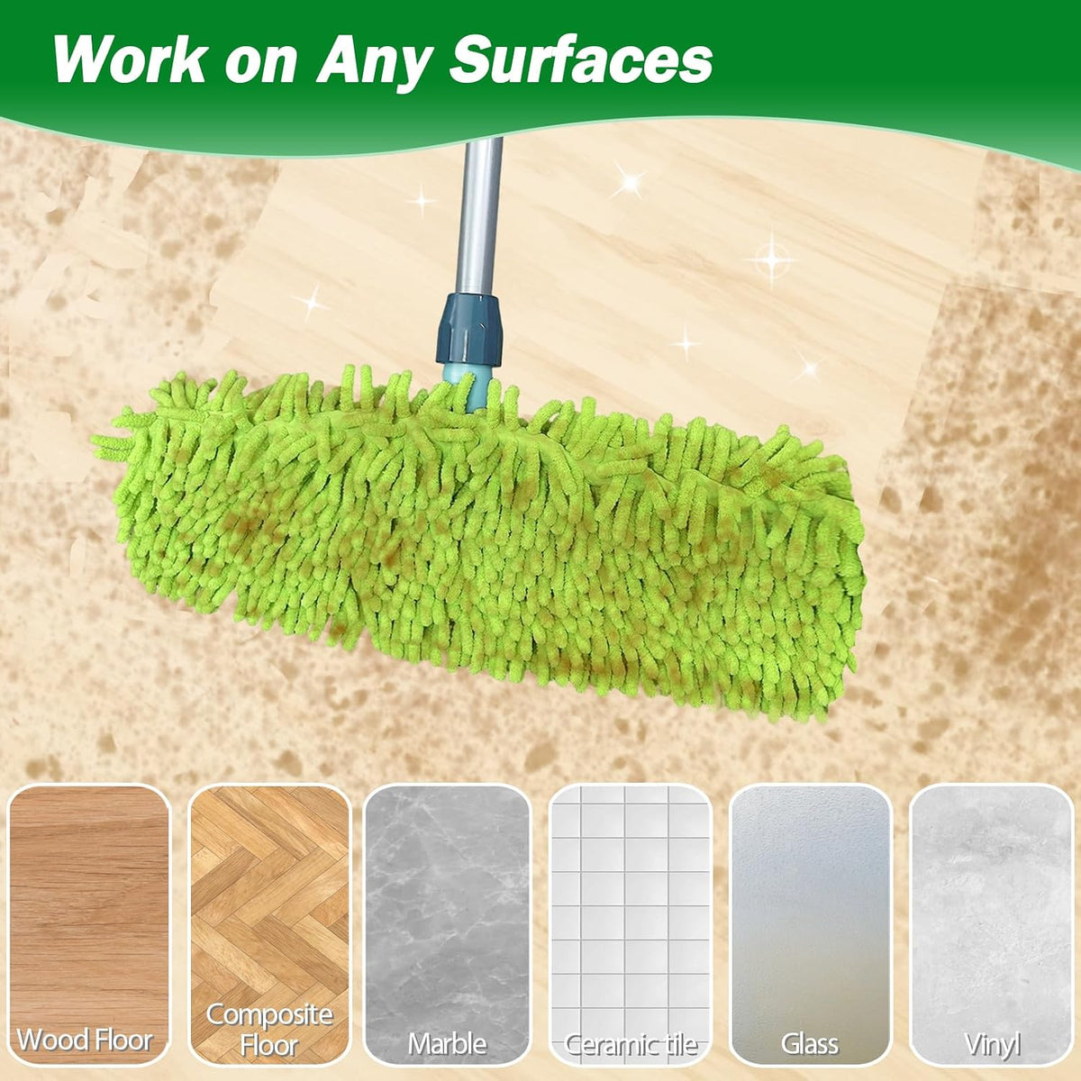 4PCS 13''~16'' Microfiber Dust Mop Pads Compatible with Leifheit 55210