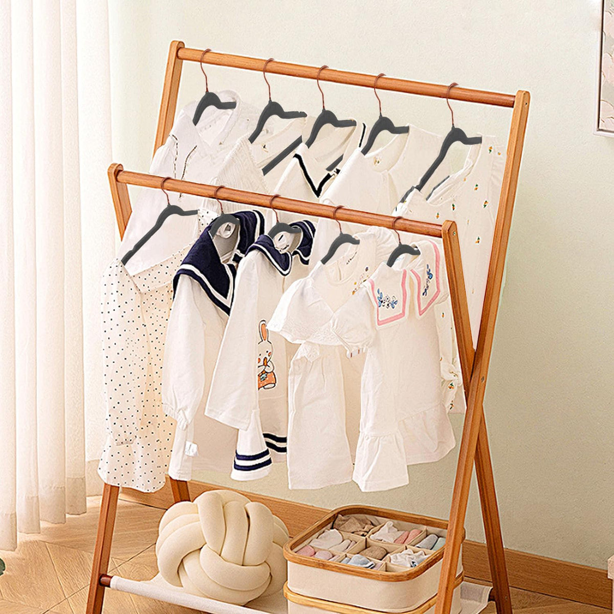 Baby Velvet Hangers Non-Slip Space Saving Swivel Hook 32 Pack Gray