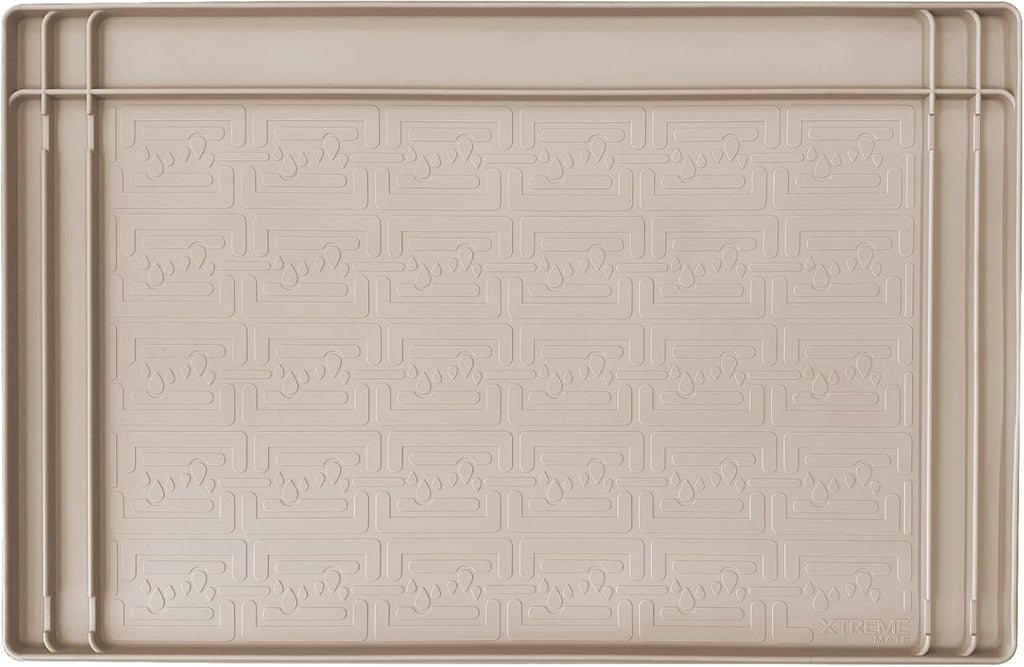 XTREME MATS Trimmable Rubber Under Sink Cabinet Mat – Ultimate Waterproof Protection for Kitchen or Bathroom Cabinets with Patented Overflow Channels (Beige)