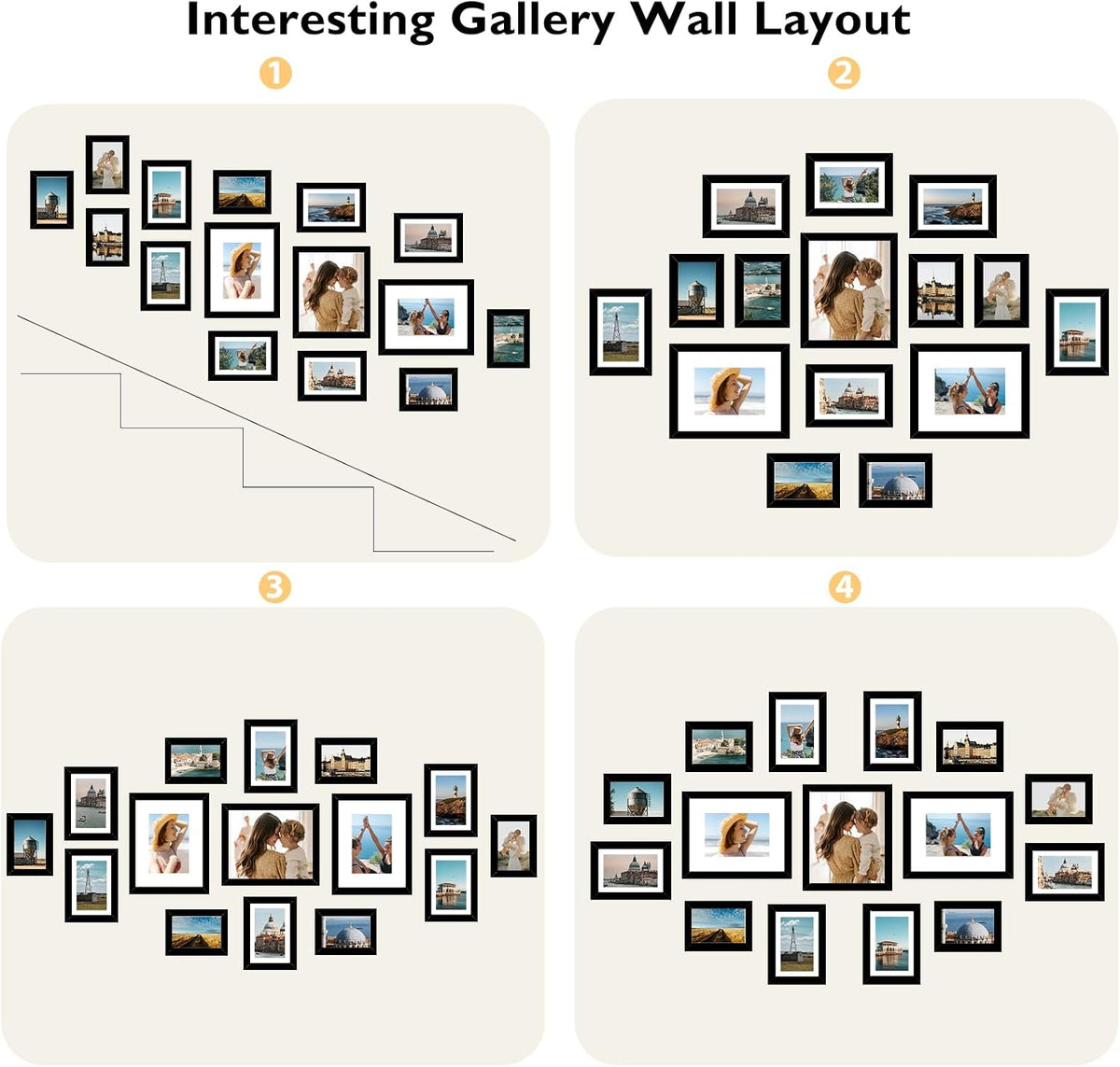 JCJMY 15 Pack Picture Frames Collage Wall Decor for Wall Hanging or Tabletop, Gallery Wall Frame Set for Family, Multi Sizes Photo Frames Collage Including 3Pcs 8x10, 6Pcs 5x7, 6Pcs 4x6, White