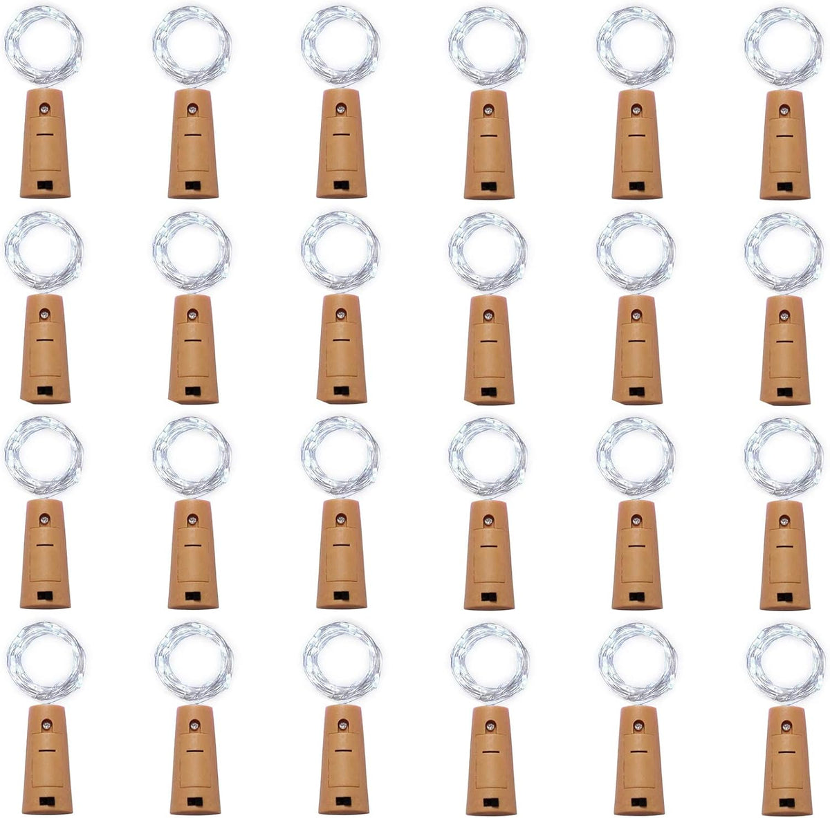 24 Pack 20 LED Wine Bottle Cork Lights, Fairy Mini String Lights Copper Wire, Battery Operated Starry Lights for DIY, Christmas, Halloween, Wedding, Party, Indoor&Outdoor (24 Pack, Cool White)