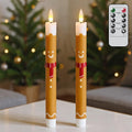 Gingerbread Man Christmas Flameless Taper Candles with Remote