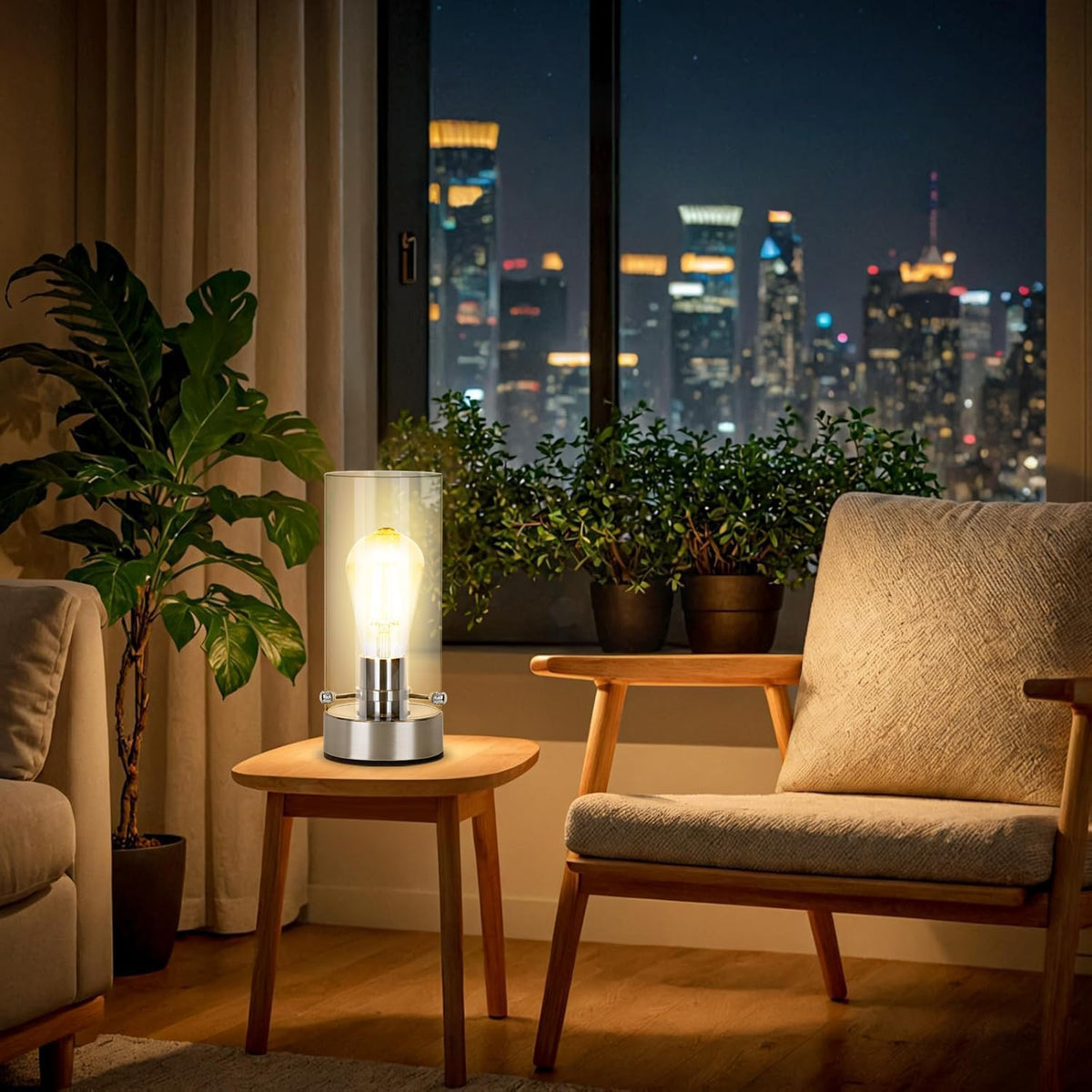 Bedside Table Lamp for Bedroom Living Room, Modern Nightstand Lamp
