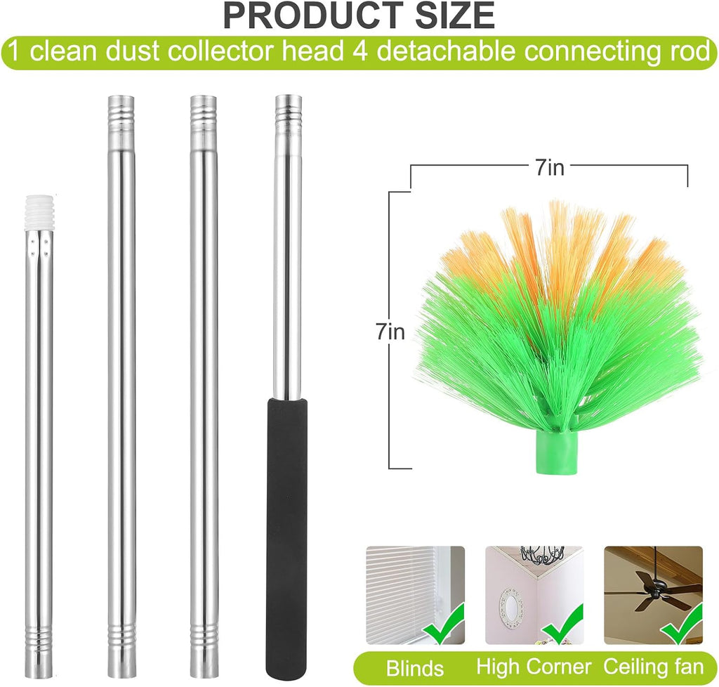 Cobweb Duster with Extension Pole, 59" Stainless Steel Ceiling Fan Duster