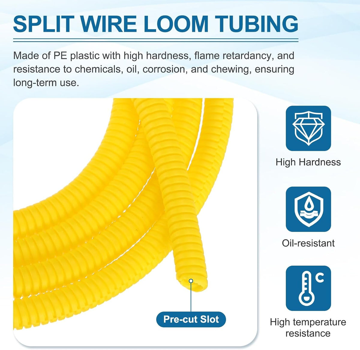MECCANIXITY 1/4" 10ft Split Wire Loom Tubing w/Installation Tool Yellow