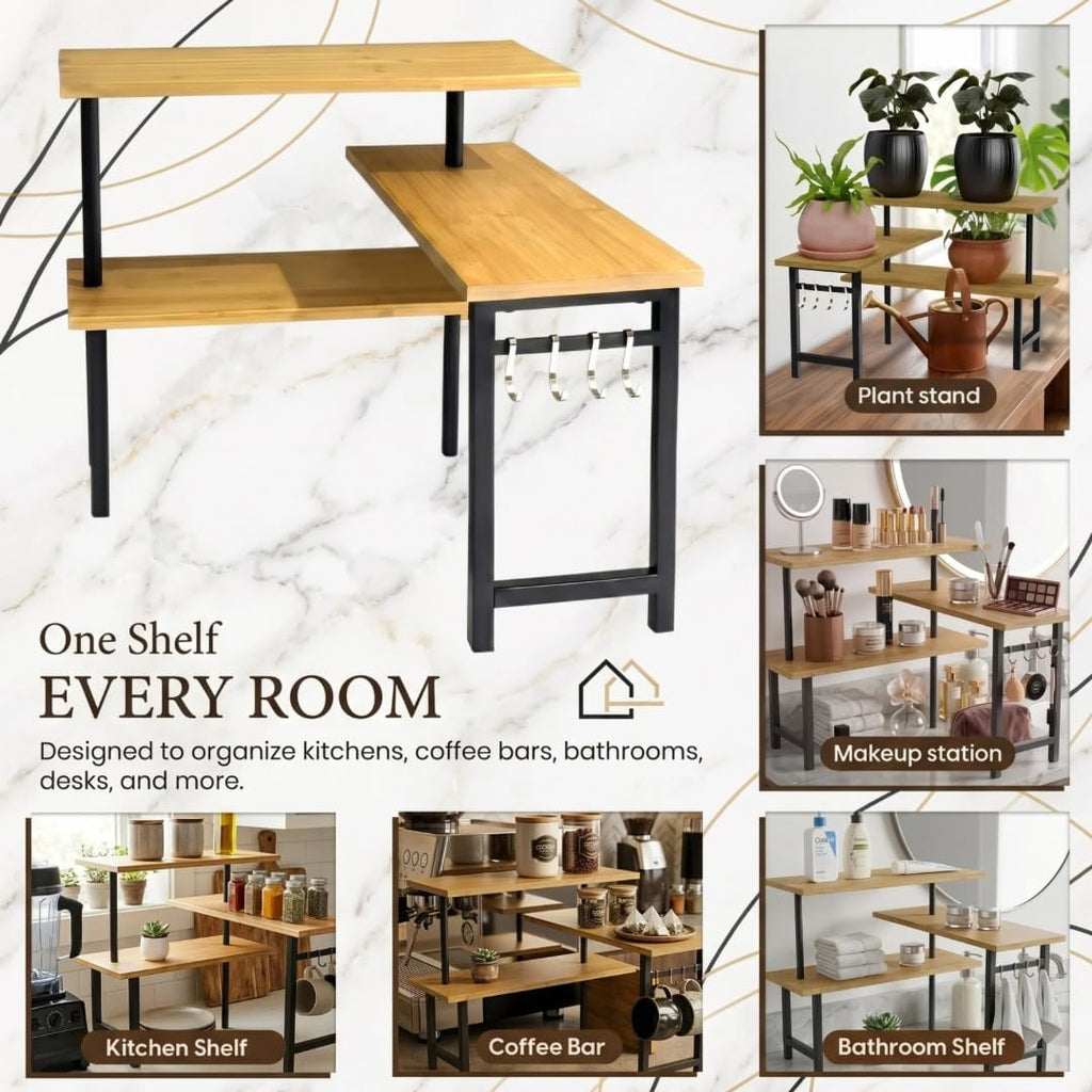 3-Tier Bamboo Corner Organizer Countertop Shelf