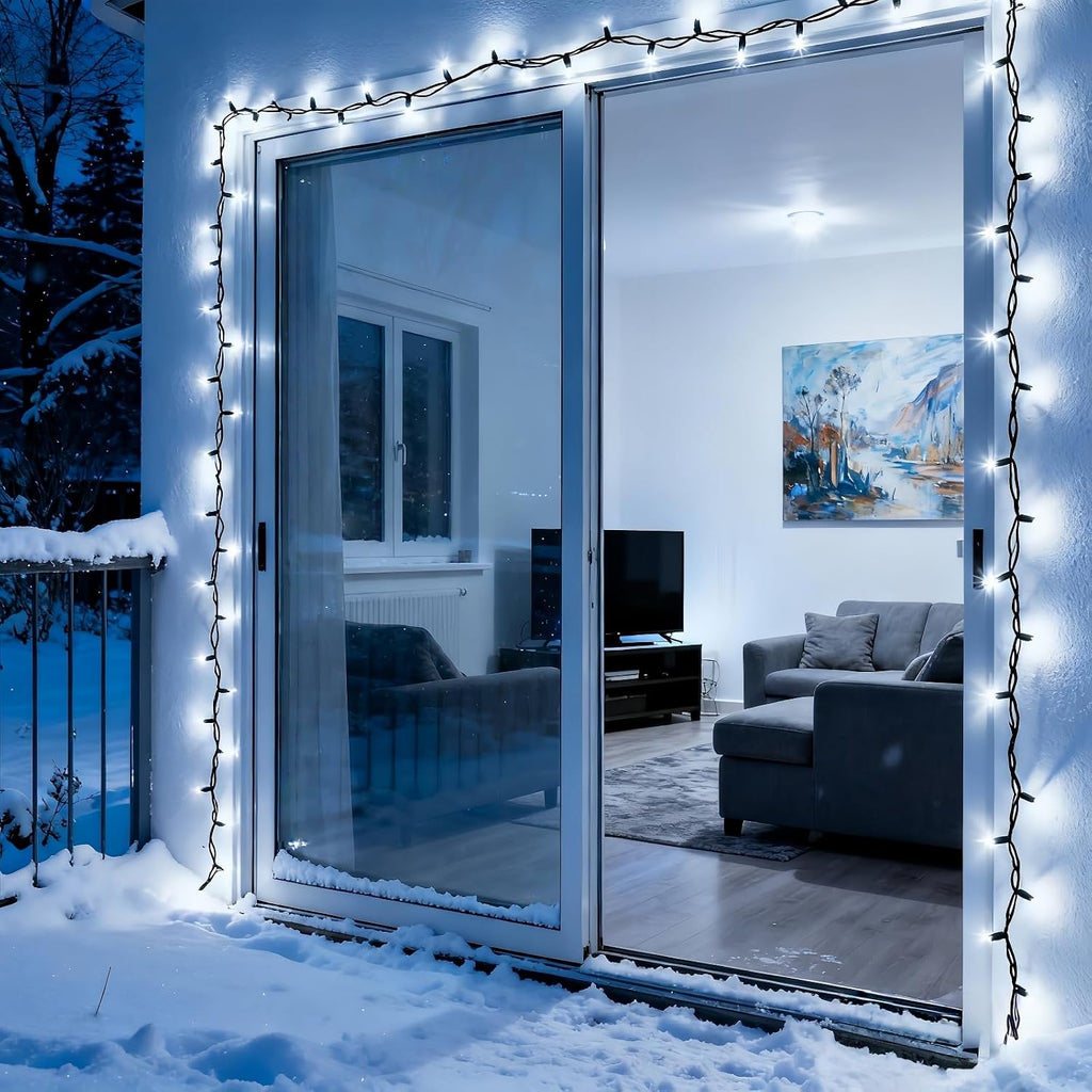 200 LED Cool White Christmas Lights, UL Certified and Commercial Green Wire String Lights 66ft, for Indoor and Outdoor Winter, Wedding, Garden, Patio.
