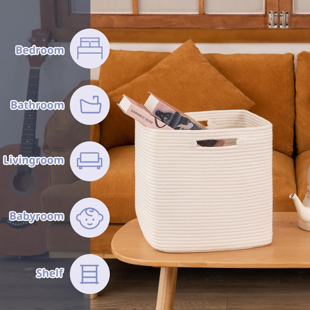 OIAHOMY 2 PACK Cube Storage Bin 13 Inch Collapsible Storage Cube White