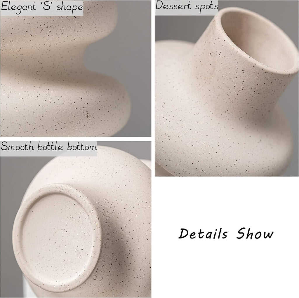 Steviieden Ceramic Vase, Boho Home Decor Vase, Off White, L