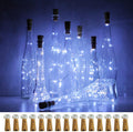 Wine Bottle Lights with Cork, 15 Pack Battery Operated 10 LED Cork Shape Silver Wire Colorful Fairy Mini String Lights(No Bottles) for DIY, Party, Christmas, Wedding Decor (Cool White)
