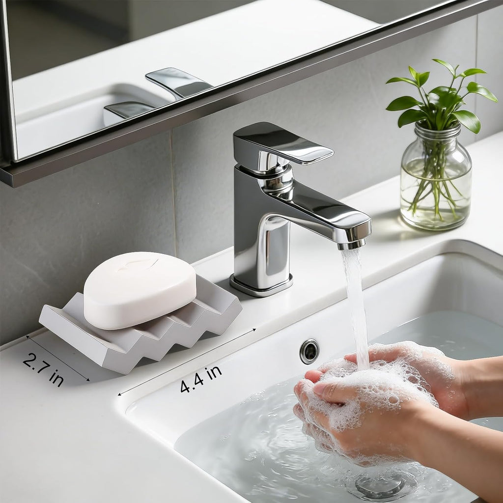 Bar Soap Holder Diatomite Soap Dish Sponge Caddy, Light Grey