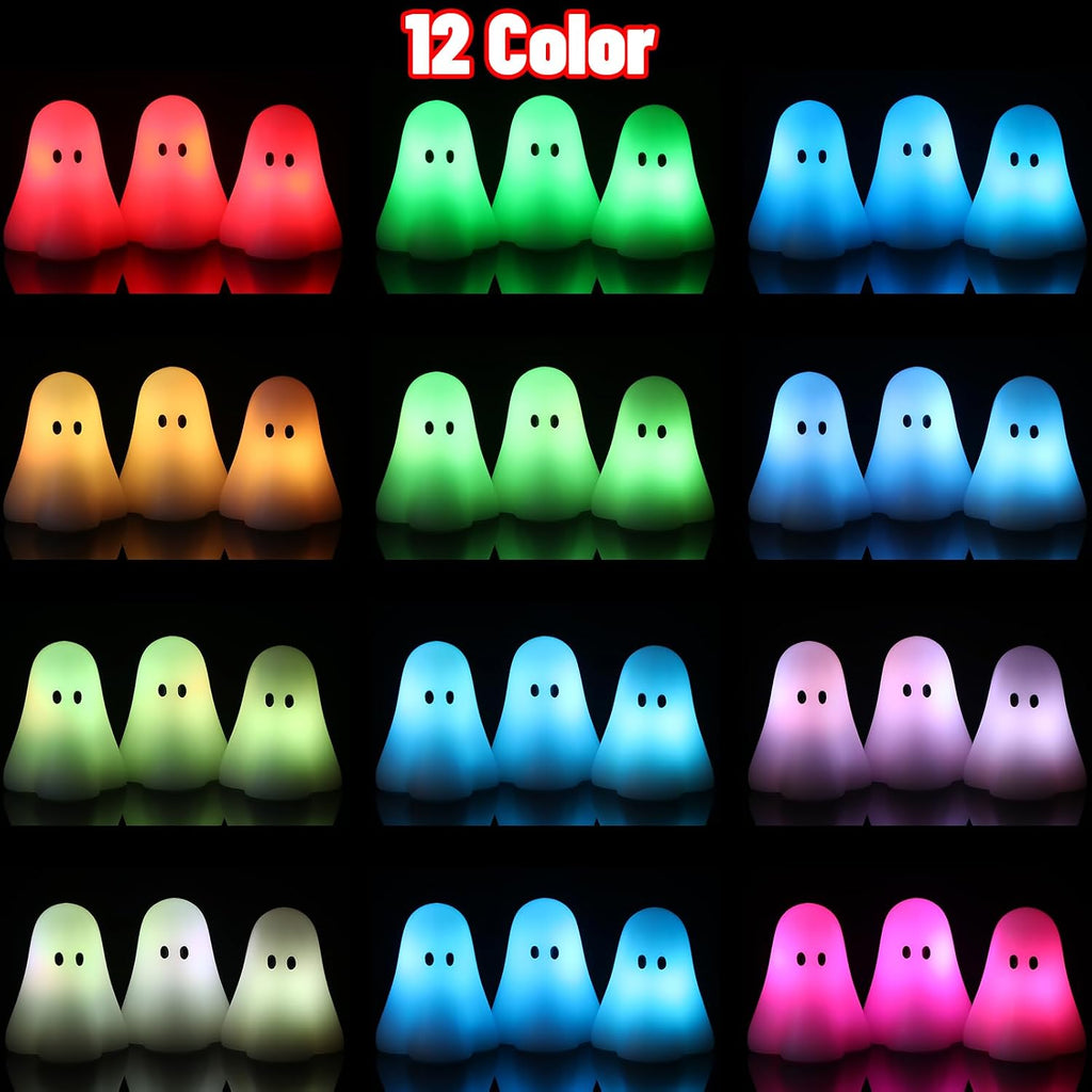 Eldnacele Halloween Ghost Figurine Flameless Candles with Remote and Timer