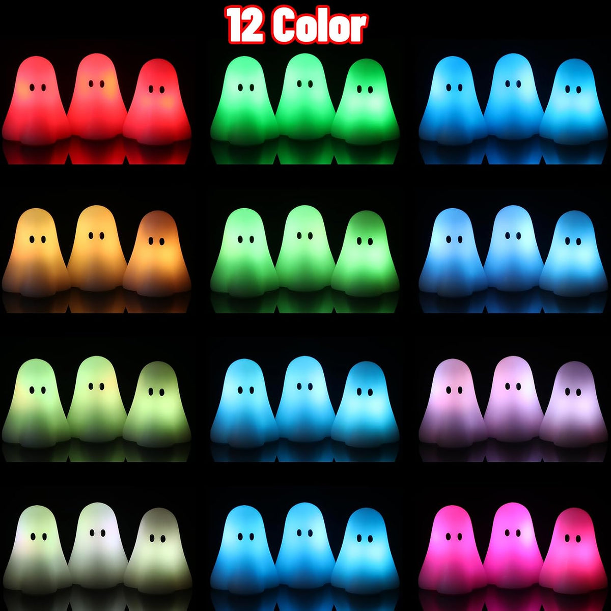 Eldnacele Halloween Ghost Figurine Flameless Candles with Remote and Timer
