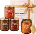 Fall Scented Candles Gift Set, 4 Pack Soy Coconut Wax Pumpkin Candle Set