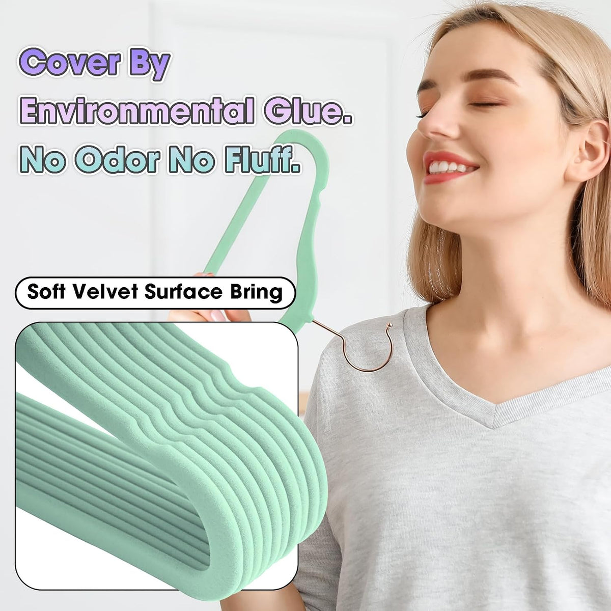Baby Hangers 11.4 Inch 50 Pack Velvet Kid Hangers (Teal)