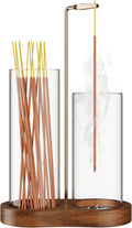 2 in 1 Incense Holder for Sticks with Glass Ash Catcher, Anti-Ash Flying Upside Down Insence Stick Burner, Modern Vertical Inscents-Sticks Holder for Yoga Spa Meditation Home Decor