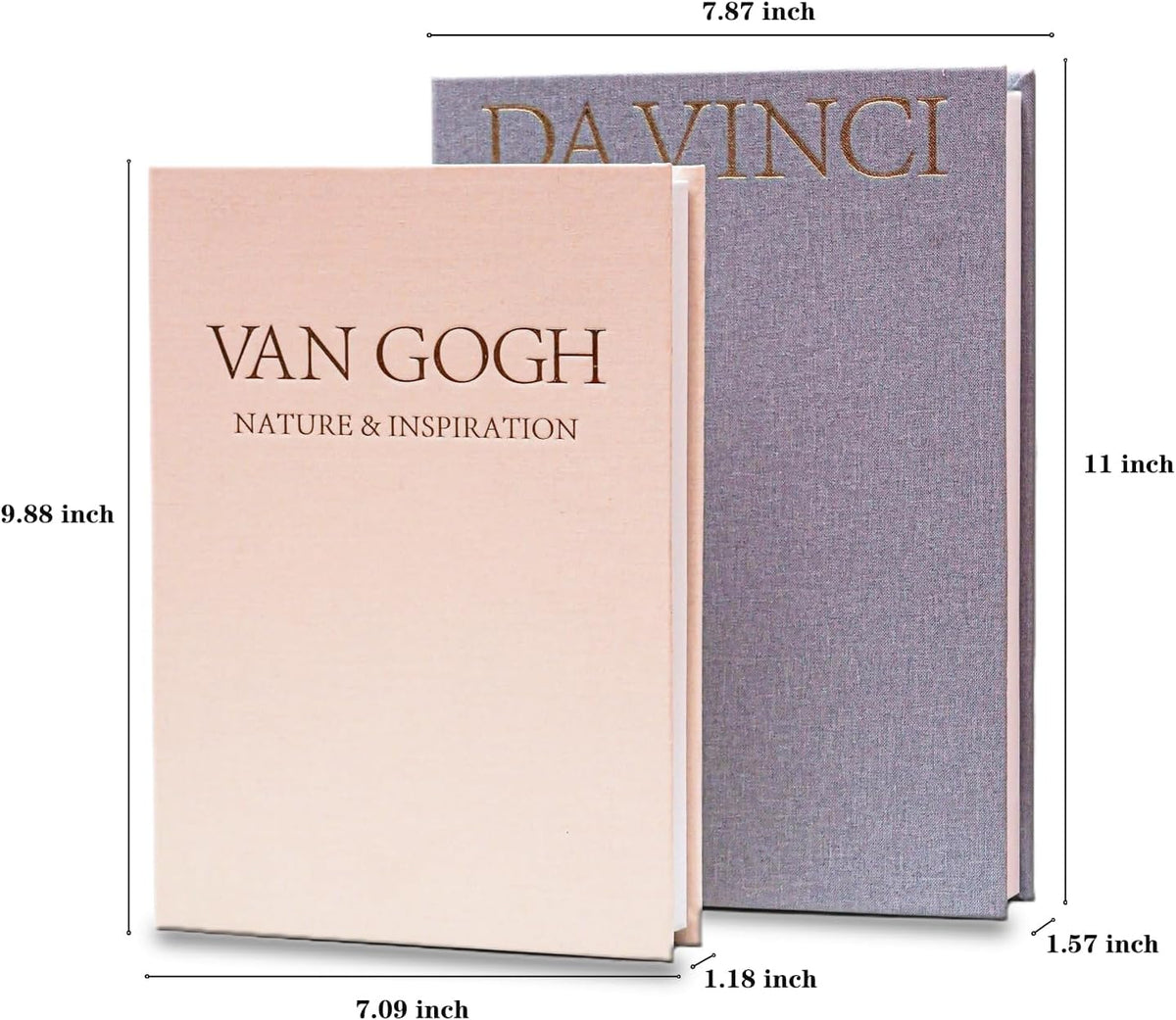 Aesthetic Decorative Books - Set of 2 Linen Boxes with Gold Lettering, Enhance Your Coffee Table, Bookshelf or Mantle Decor - Fake/Faux Books for Home Decoration, Photo & Keepsake Storage