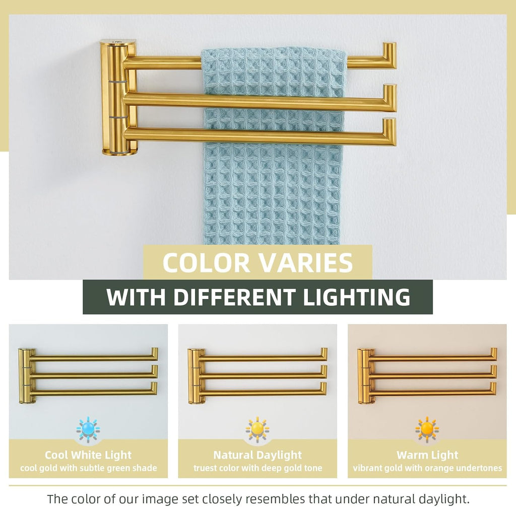 Angle Simple Hand Towel Holder for Bathroom, Swivel Bars, Brushed Dark Gold