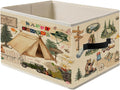 Vintage Camping Storage Bins, Camping Lover Gifts Foldable Closet Organizers Storage Basket Toybox for RV Camper Kids Room Playroom Bedroom Clothes Toys Books