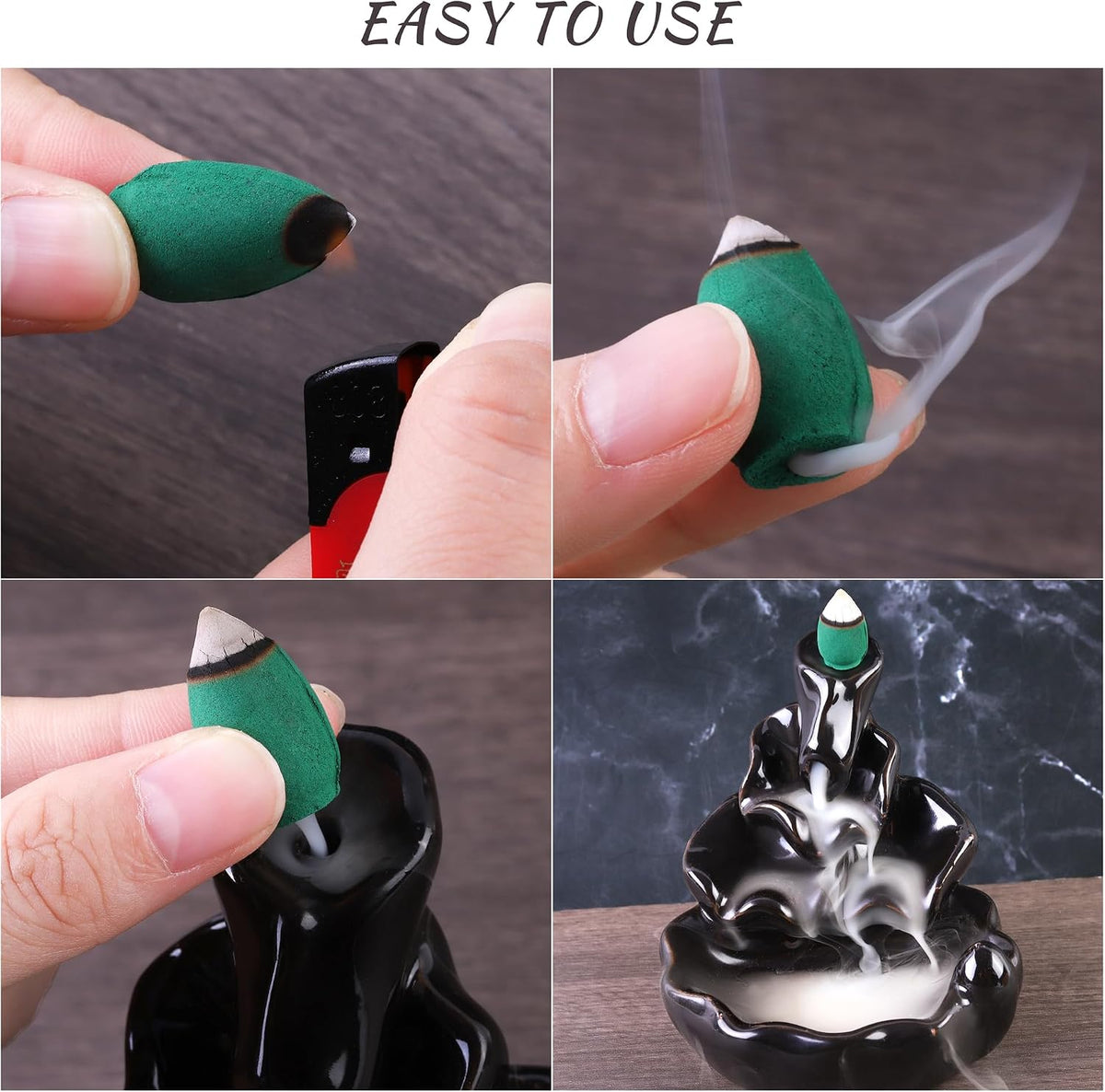Aodaer 450 Colorful Natural Scents Waterfall Incense Cones for Backflow Incense Burner Holder - Natural Meditation and Yoga Gift