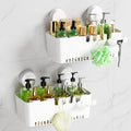 LUXEAR Shower Caddy Suction Cup Shower Basket 2 Pack, NO-Drilling Removable Plastic Shower Shelf Organizer for Bathroom Storage & Kitchen Max Hold 22lbs,Waterproof,One Second Installation Shower Rack