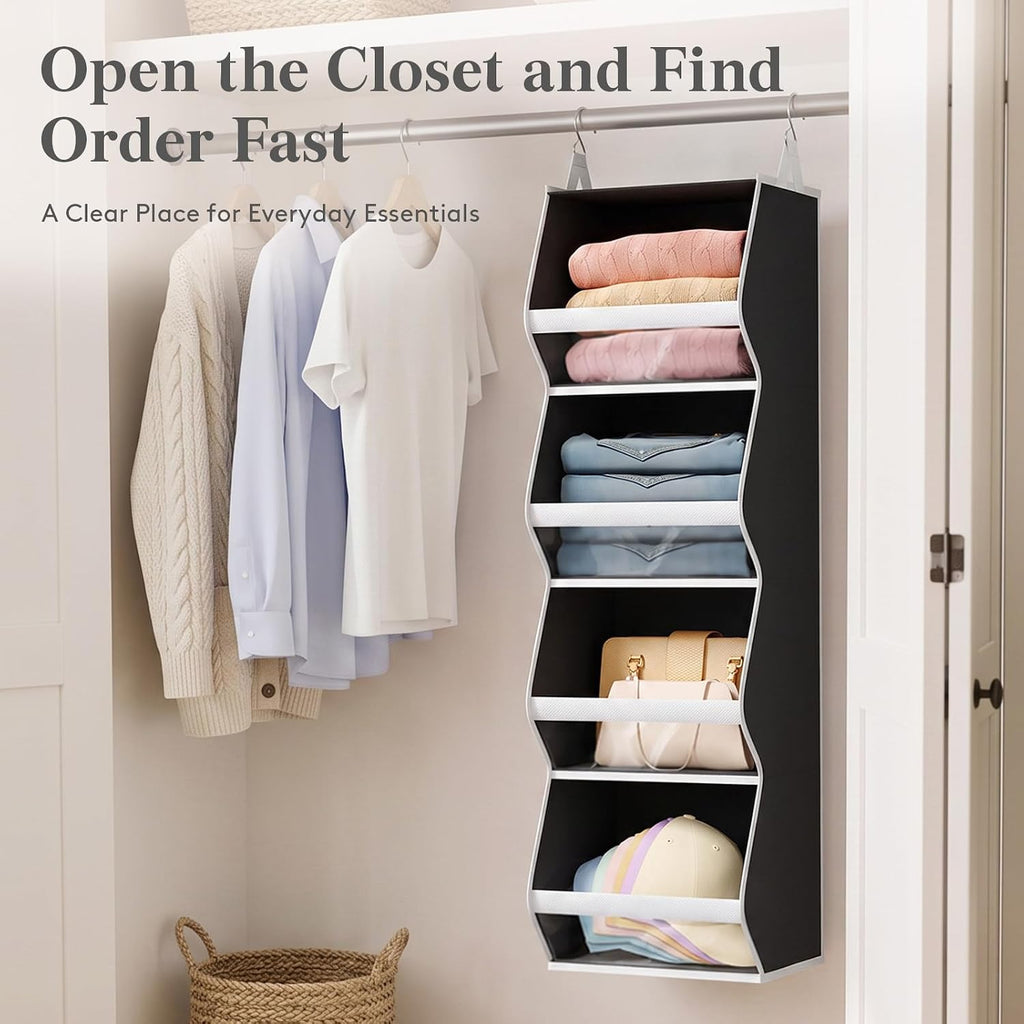 Lifewit Hanging Closet Organizer and Storage for Clothes, Black, 2 Pack