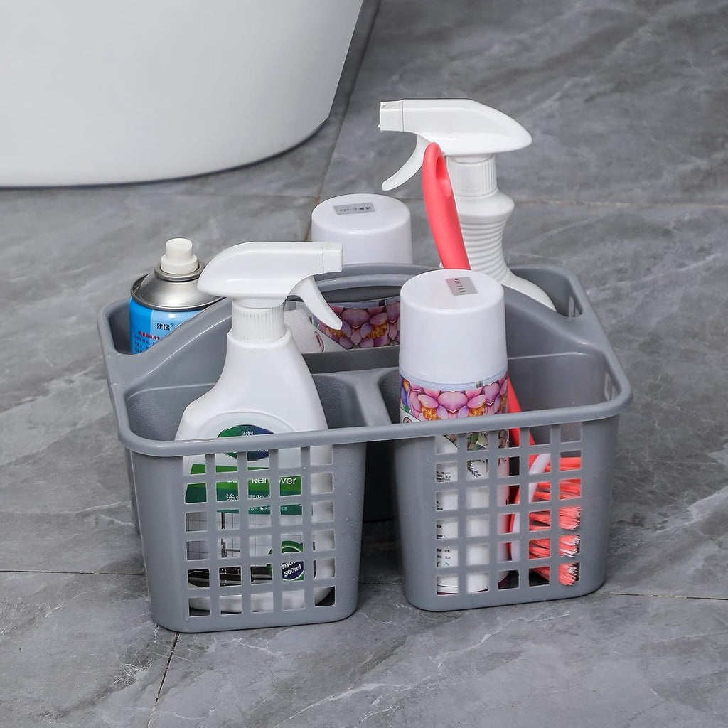 Portable Shower Caddy Basket Plastic Storage Basket with Compartments Grey