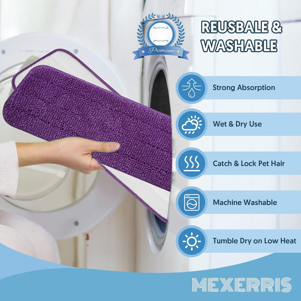 Washable Reusable Mop Pads for Swiffer PowerMop: Wet Mops Refills 7 Pack
