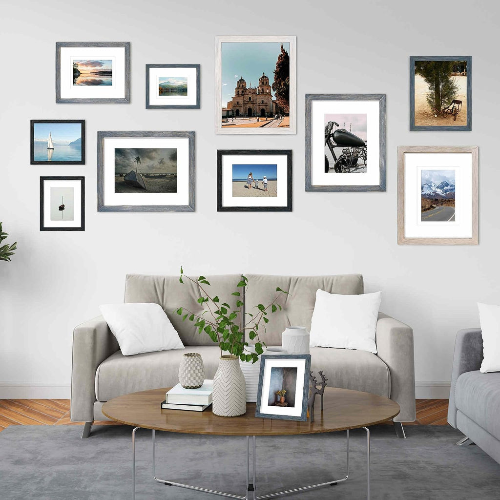 5x7 Picture Frame,Solid Wood,Display Pictures 3.5x5,4x6 with Mat or 5x7 Without Mat,Photo Frame for Wall Mounting or Tabletop (Grey,Set of 4)