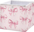 Pink Bows Storage Bins Rectangular Foldable Storage Baskets Bin Waterproof Home Organizer with Handles Basket for Blanket Clothes