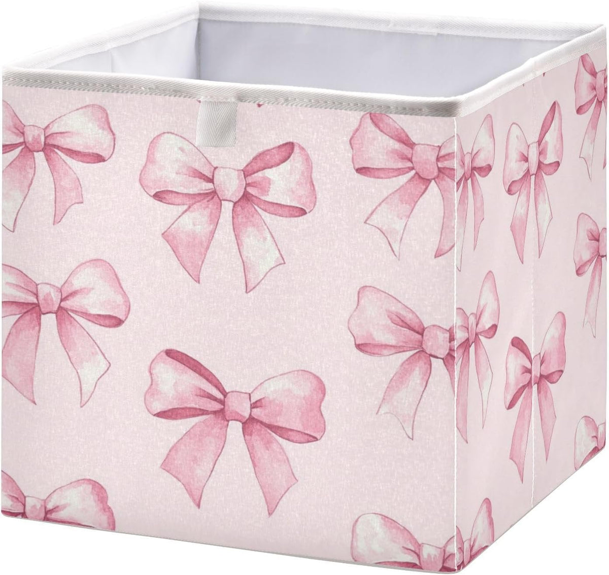 Pink Bows Storage Bins Rectangular Foldable Storage Baskets Bin Waterproof Home Organizer with Handles Basket for Blanket Clothes