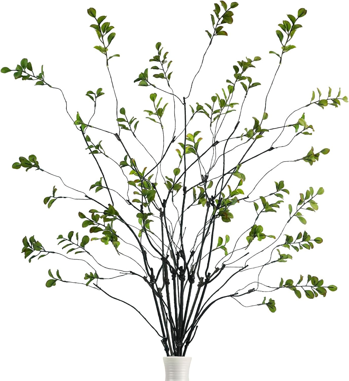 Krissing 8 Pcs Faux Greenery Stems, 37-Inch Ficus Branches for Vase