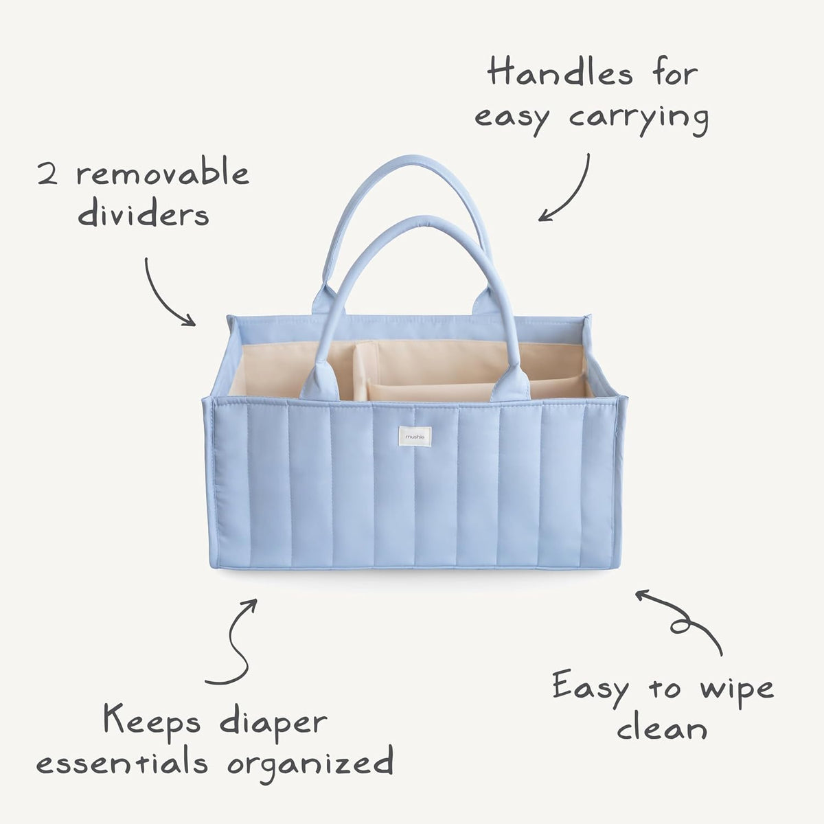 mushie Baby Diaper Caddy | Newborn Essentials Organizer (Blush)