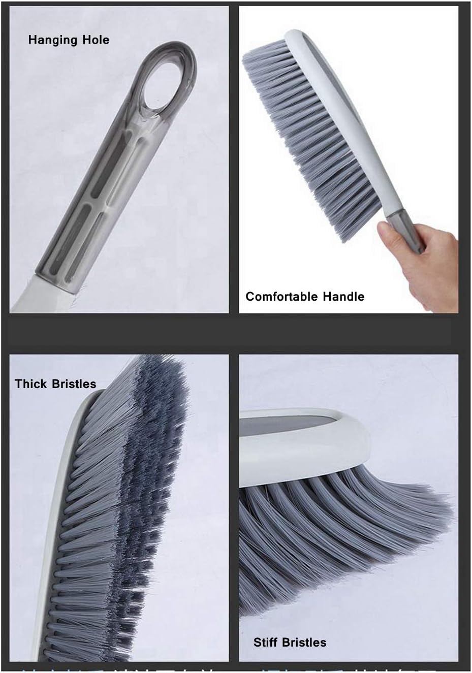 Hand Broom, 14 inch Large Counter Duster Slightly Stiff Bristle