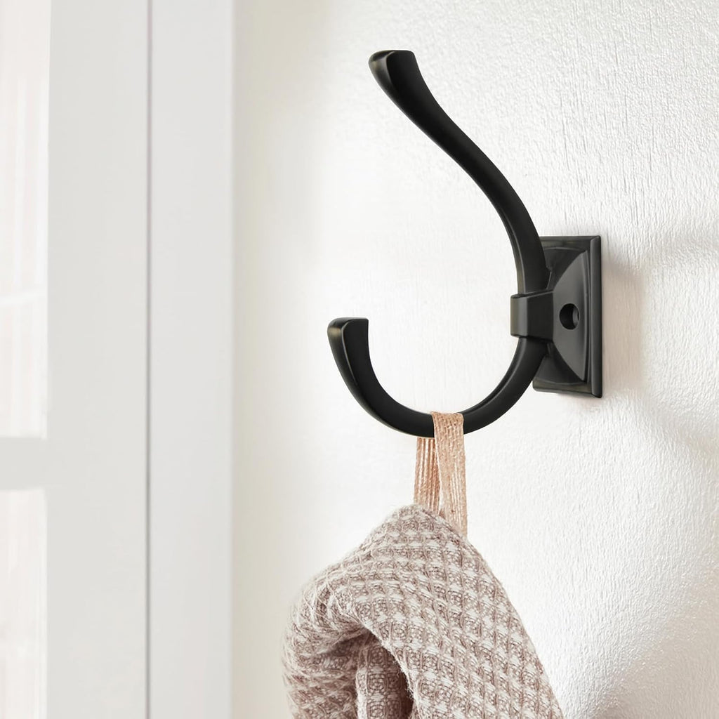 TUNNY 10 Pack Antique Design Wall Hanging Coat Hooks - Matte Black Coat Hooks Towel Hook for Entry Shoe Cabinet, Wardrobe Bathroom Bedroom Furniture Hardware