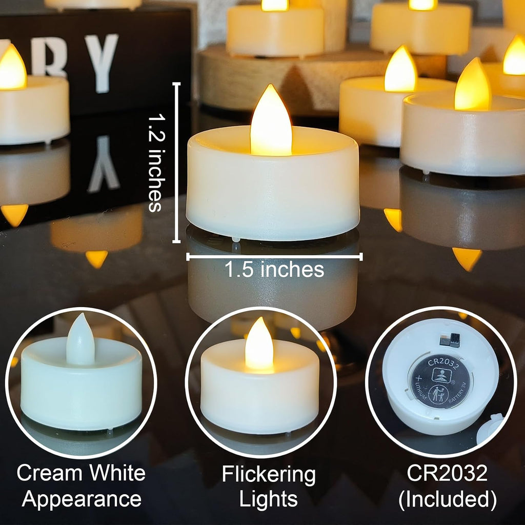 36 Pack Battery Operated Tea Lights Candles Flickering Flameless LED Lights, Long Lasting 200+ Hours Realistic Electric TeaLights Fake Plastic candles for Wedding, Centerpieces, Halloween, Christmas