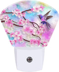 Night Light Flowers and Humming Bird Plug-in LED Dusk-to-Dawn Sensor Soft Night Lamp,Suitable for Home Bedroom Bathroom Hallway Stairs