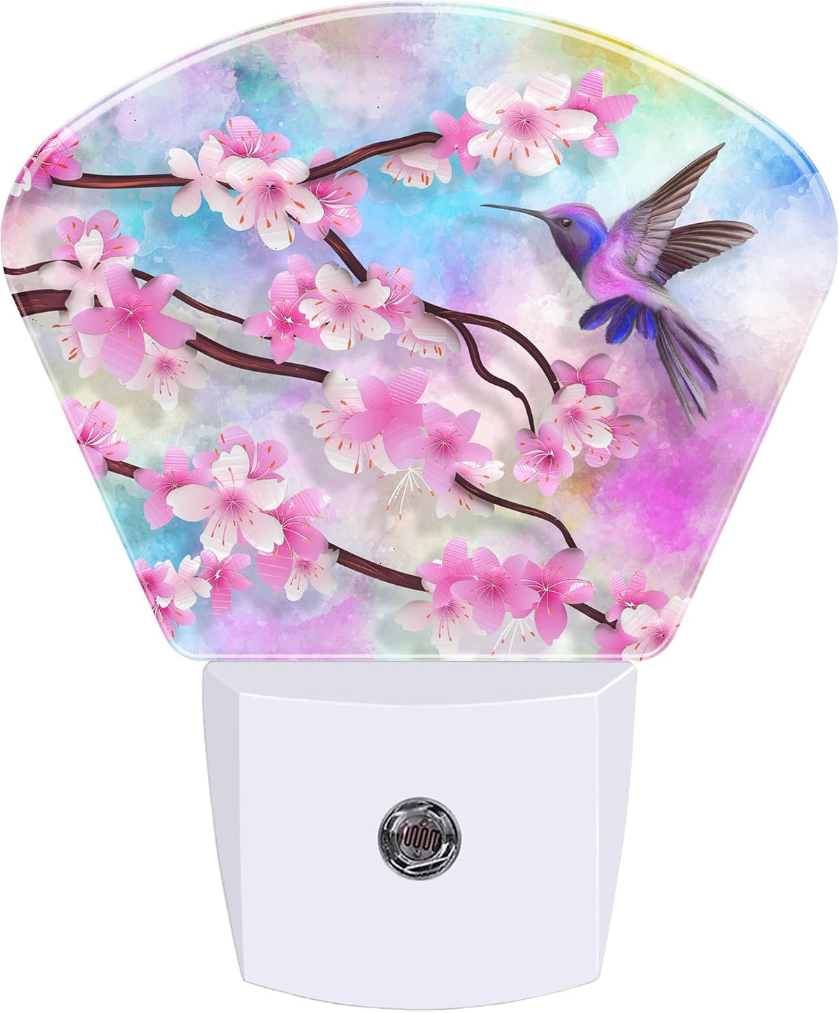 Night Light Flowers and Humming Bird Plug-in LED Dusk-to-Dawn Sensor Soft Night Lamp,Suitable for Home Bedroom Bathroom Hallway Stairs