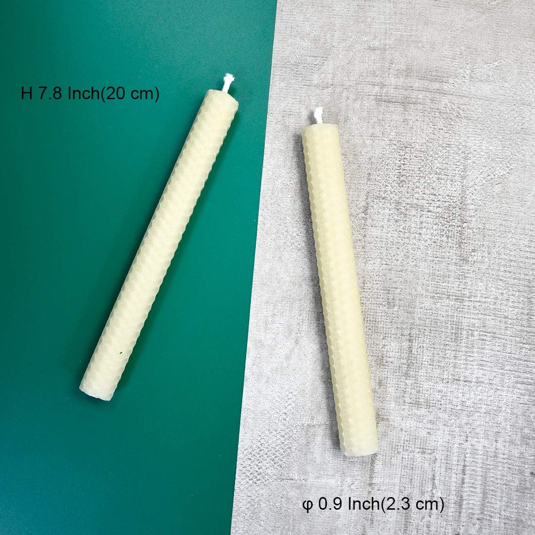 TELOSMA Hand Rolled Beeswax Taper Candles, Off White, 8 Inch, 4 Pack