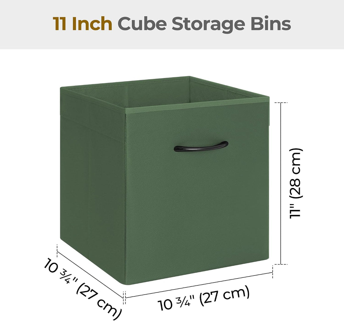 StorageWorks 11in Leather Storage Cubes, Cube Organizer Bins, Green, 4-Pack