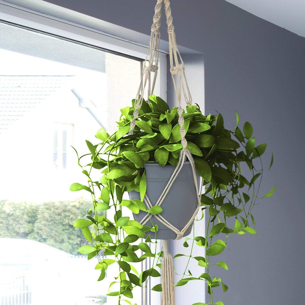 Macrame Plant Hanger Basket Liners Cotton Rope 40 inch 4 Legs, Elegant for Home Garden, Patio and Office, Indoor & Outdoor Decoration (2 Packs)
