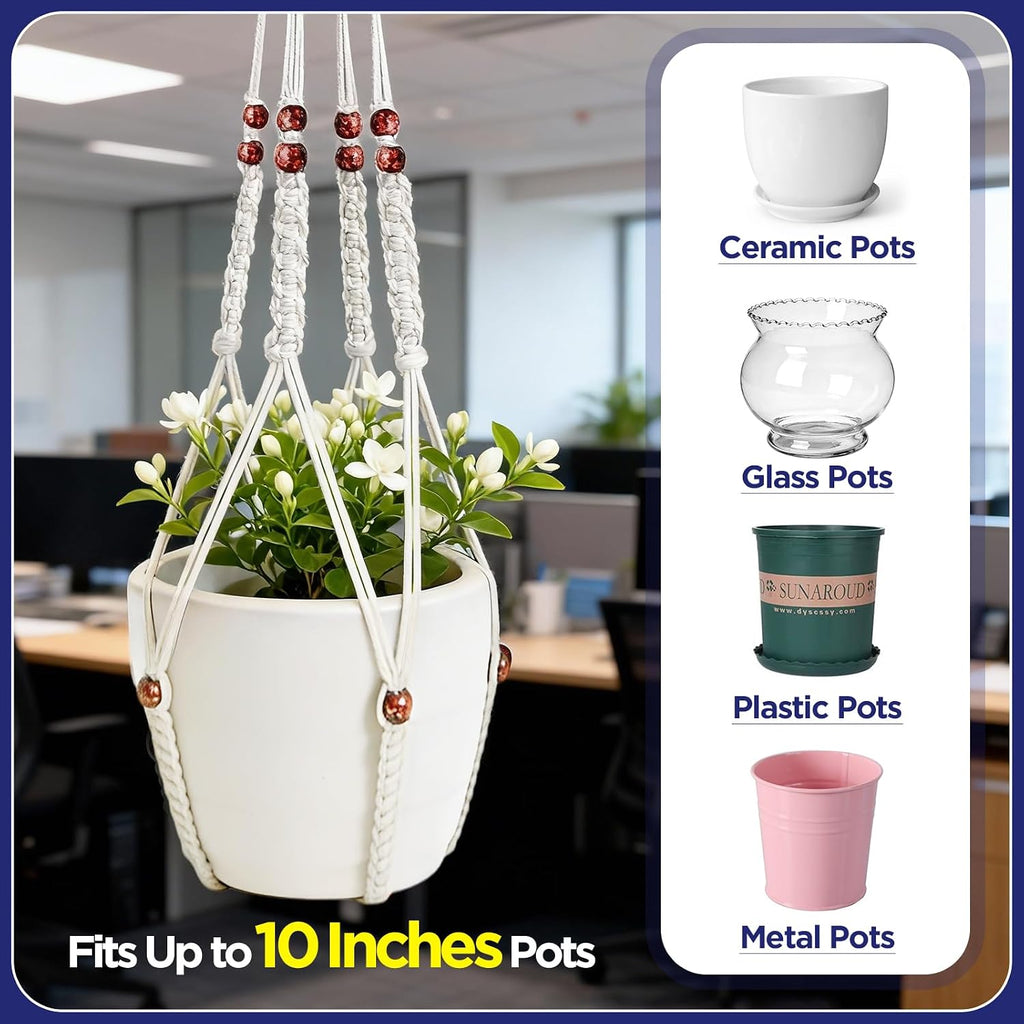 2 Pack Macrame Plant Hanger with Drop Ceiling Hooks