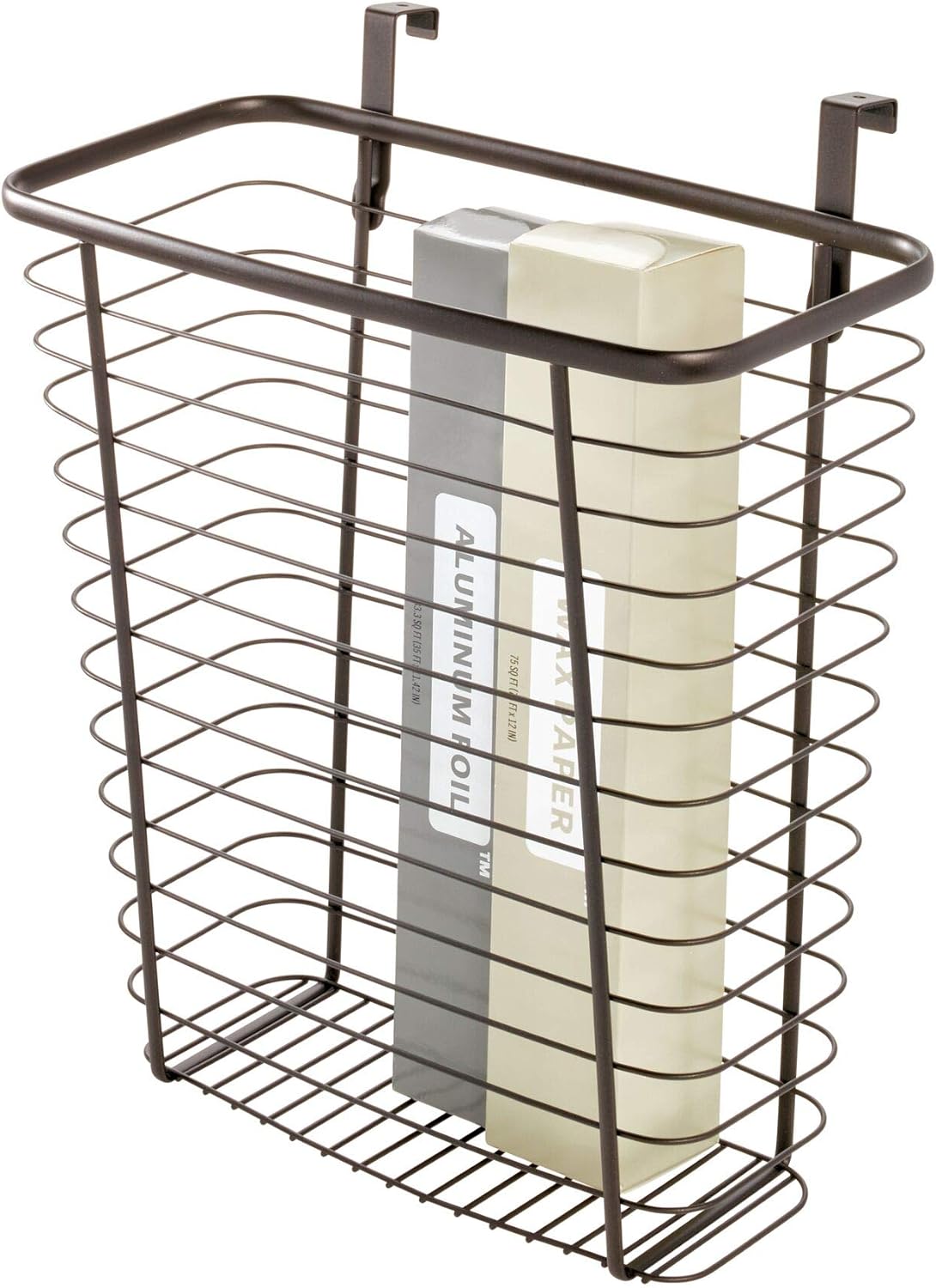 iDesign Steel Over-The-Cabinet Waste Basket or Storage Bin, The Axis Collection, 7.1" x 12.2" x 14.2", Bronze