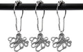 Set of 12 Octopus Shower Curtain Hooks Decorative Home Bathroom Squid Sea Creature Beast Stainless Steel Rustproof Brushed Nickel Rings with Octopus Decorative Accessories (Silver)