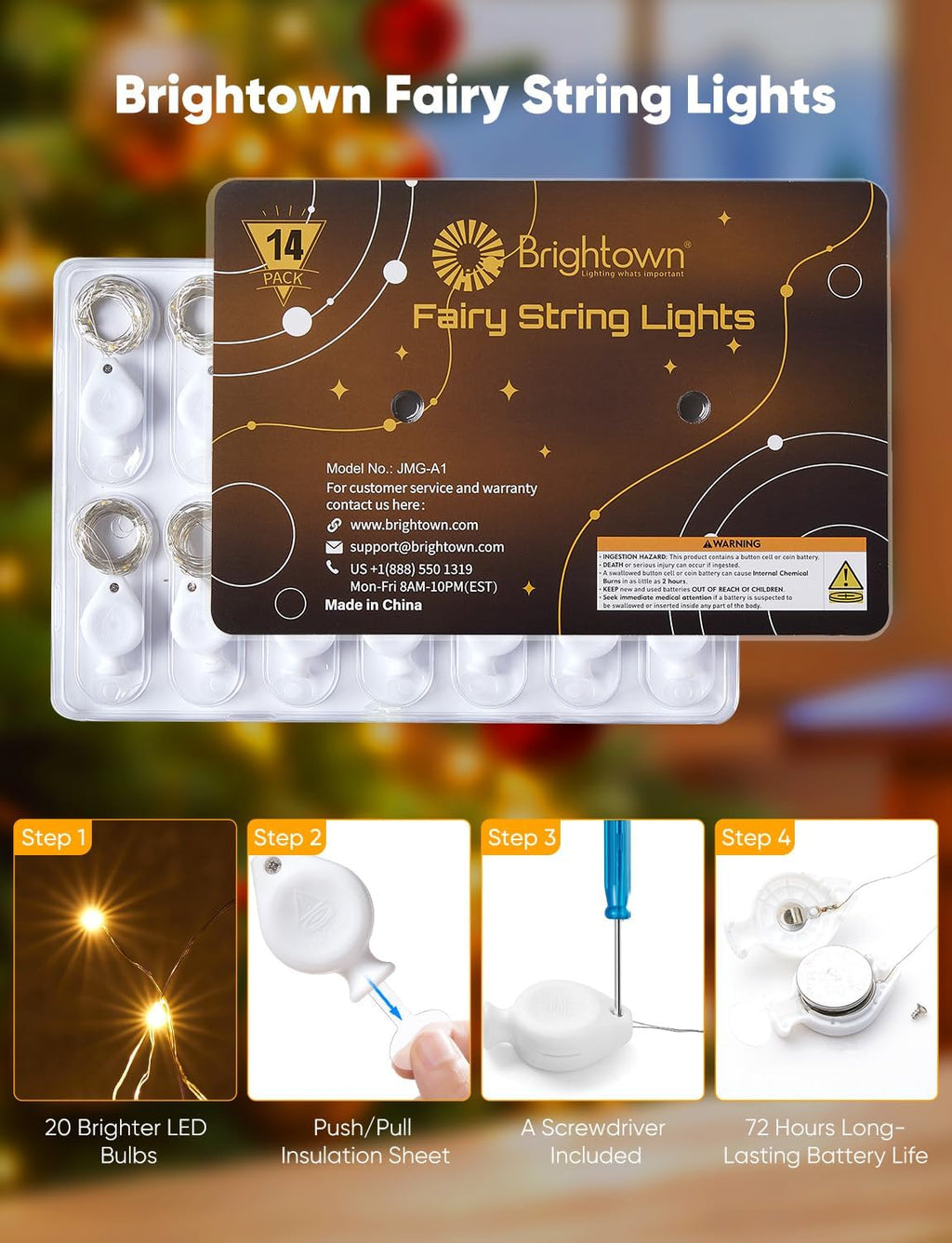 Brightown 14 Pack 6 Color LED Fairy Lights Battery Operated String Lights