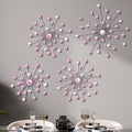 Funnymoom 4 Pcs Pink Starburst Wall Decor Metal Crystal Wall Art Rhinestone