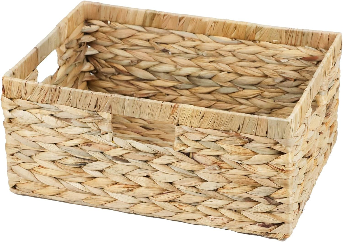 Large Wicker Basket, Water Hyacinth Wicker Storage Basket for Organizing