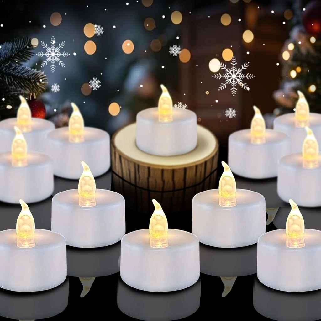 Tea Lights 100 Pack Flameless Candles, Warm White Battery Operated Flickering Candles 200+ Hours Ideal for Home Decoration Outdoor Wedding Parties