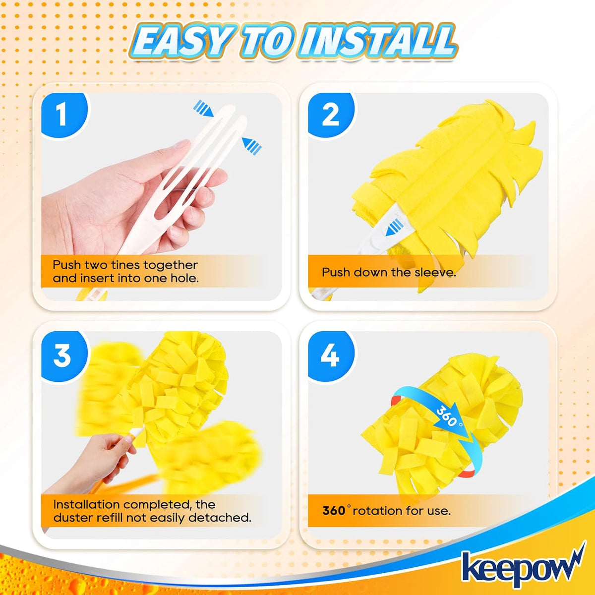 KEEPOW 6Pcs Duster Refills Compatible with Swiffer Hand, Heavy Duty Fleece
