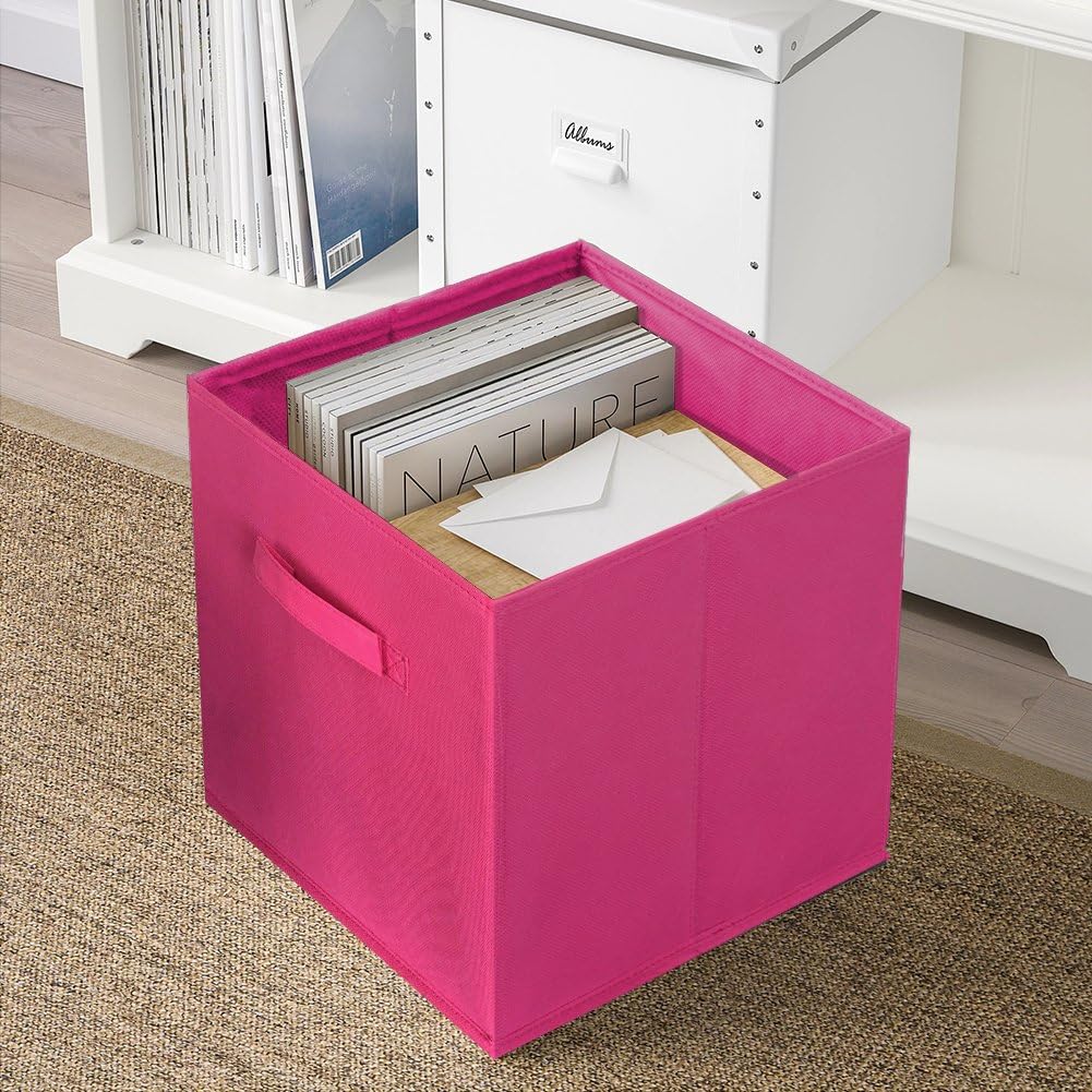 ShellKingdom Storage Bins, Foldable Fabric Storage Cubes And Cloth Organizer Drawer For Closet And Toys, 2 Pack (Fuchsia)
